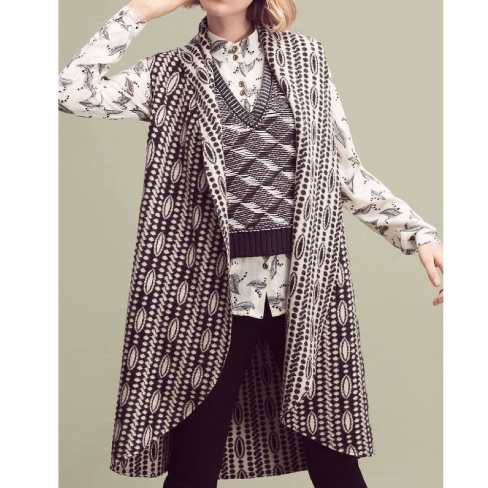 Black and white long sweater vest